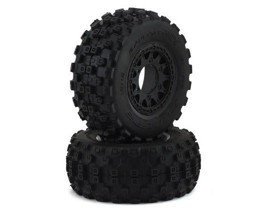 Badlands MX SC Tires w/Raid Wheels (Black) (2) (Electric Front) (M2) w/12mm Hex
