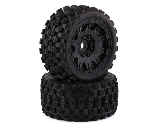Pro-Line Badlands MX57 5.7" Pre-Mounted 1/6 Monster Truck Tires (Black) (2) w/Raid Wheels