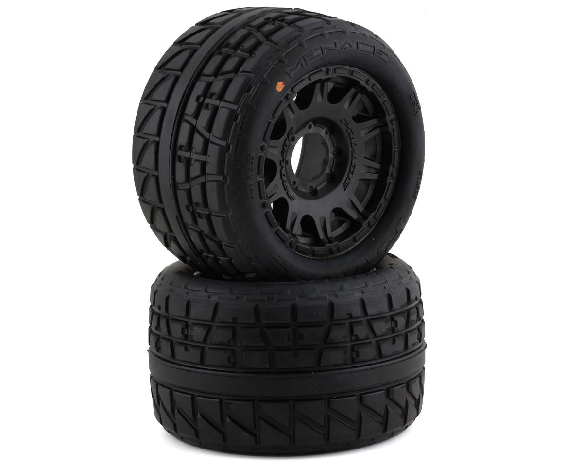 Menace HP Belted 3.8" Pre-Mounted Truck Tires (2) (Black) (S3) w/Raid Wheels