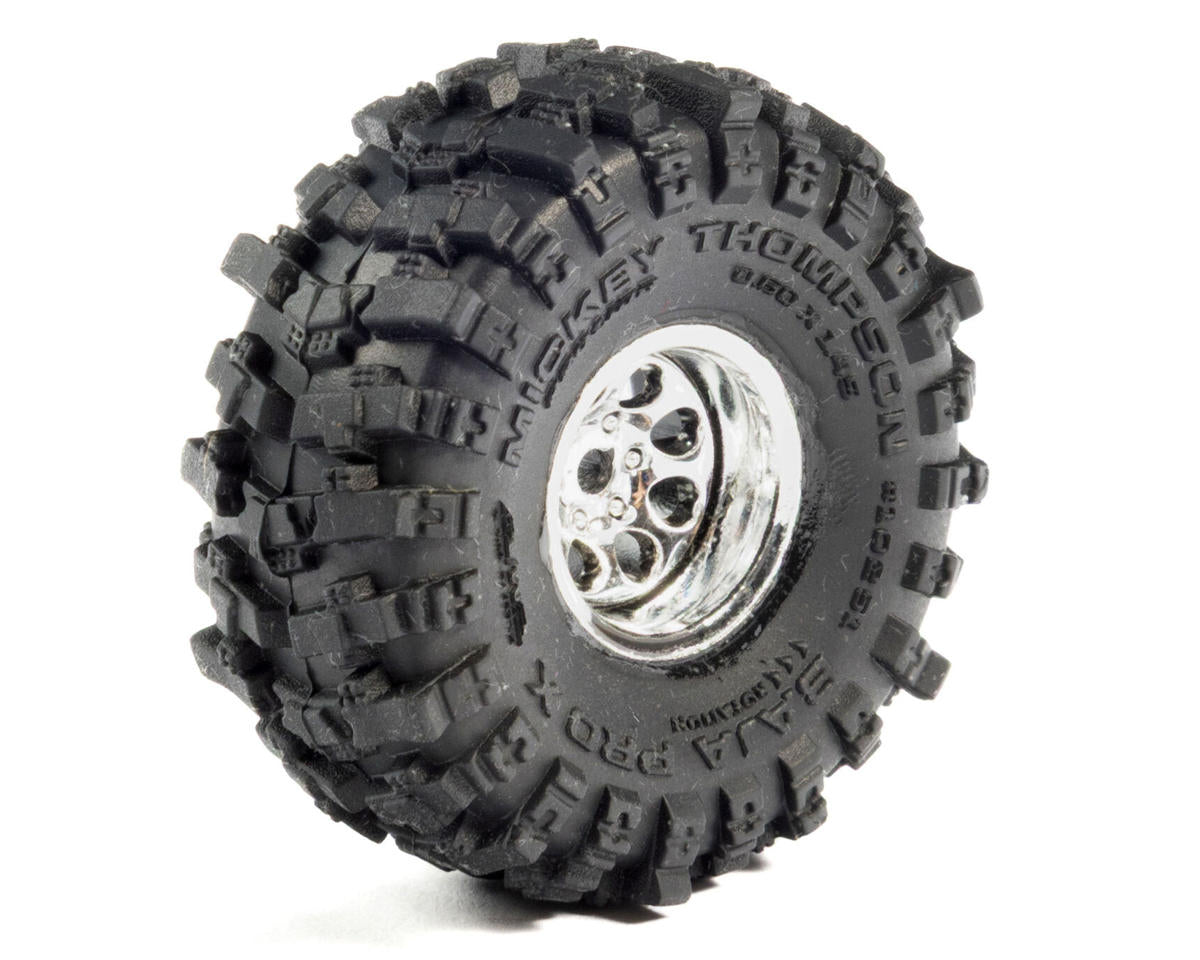 Axial SCX30 1/30 Baja Pro X Pre-Mounted Micro Crawler Tires (Chrome) (4) (37mm OD)
