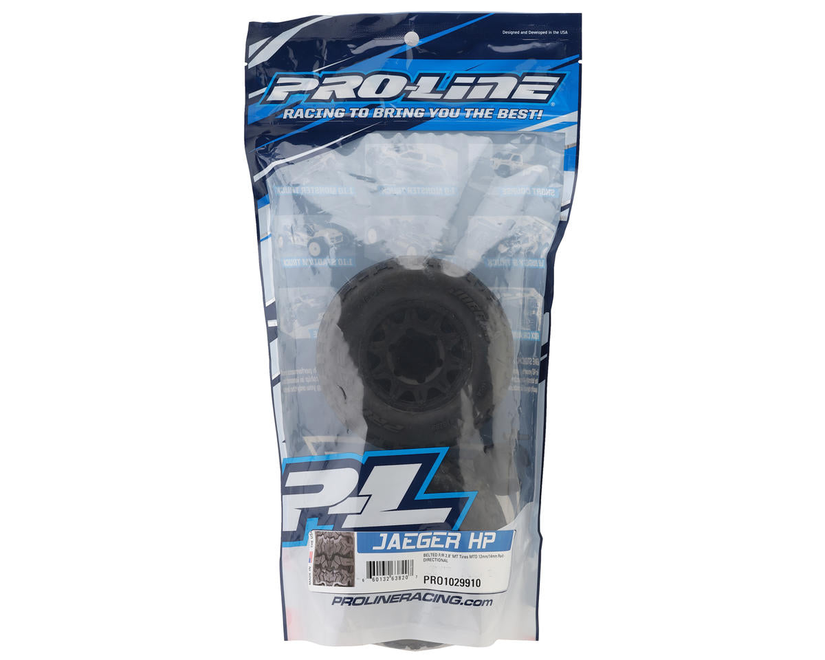 Jaeger HP Belted 2.8" Pre-Mounted Truck Tires (Black) (2) w/Raid 6x30 Removable Hex Wheels