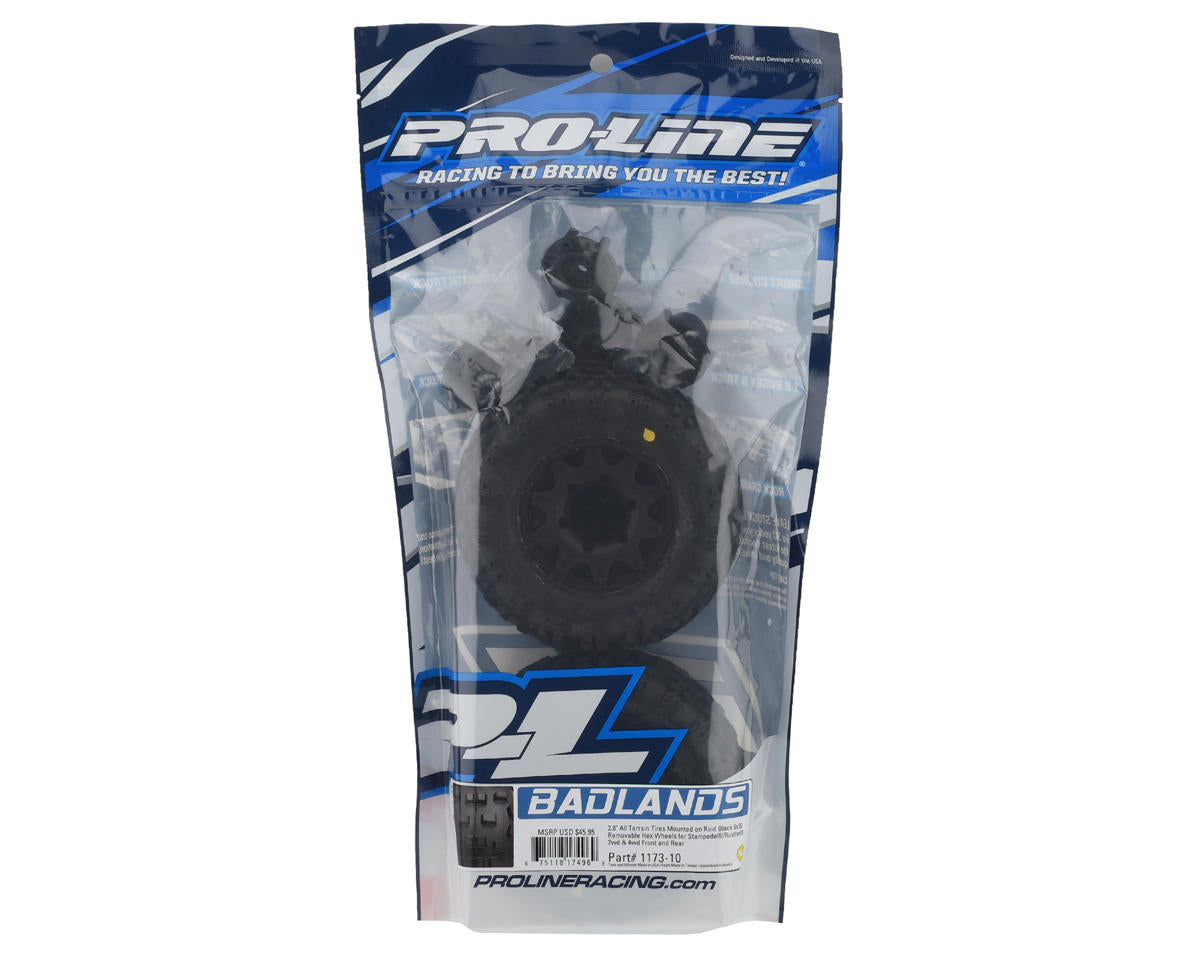 Badlands 2.8" Pre-Mounted w/Raid Electric Rear Wheels (Black) (2) (M2) w/12mm Removable Hex