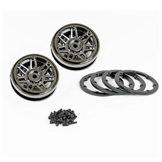 PITBULL 1.9 Raceline Gun Metal Beadlock Wheels #931 Injector w/ Rings PBW19931BG