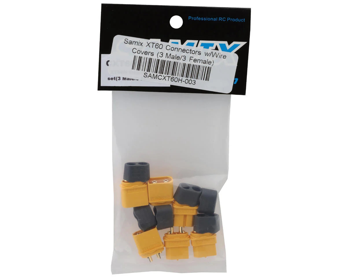 XT60 Connectors w/Wire Covers (3 Male/3 Female)