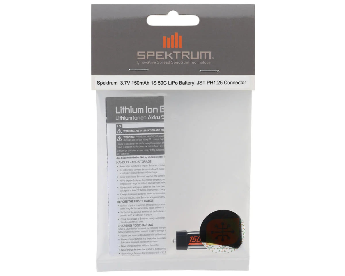 Spektrum RC 1S LiPo Battery 50C (3.7V/150mAh) w/JST PH1.25 Connector