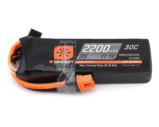 Spektrum SMART 11.1V 2200mAh 3S 30C Smart LiPo Battery: IC3