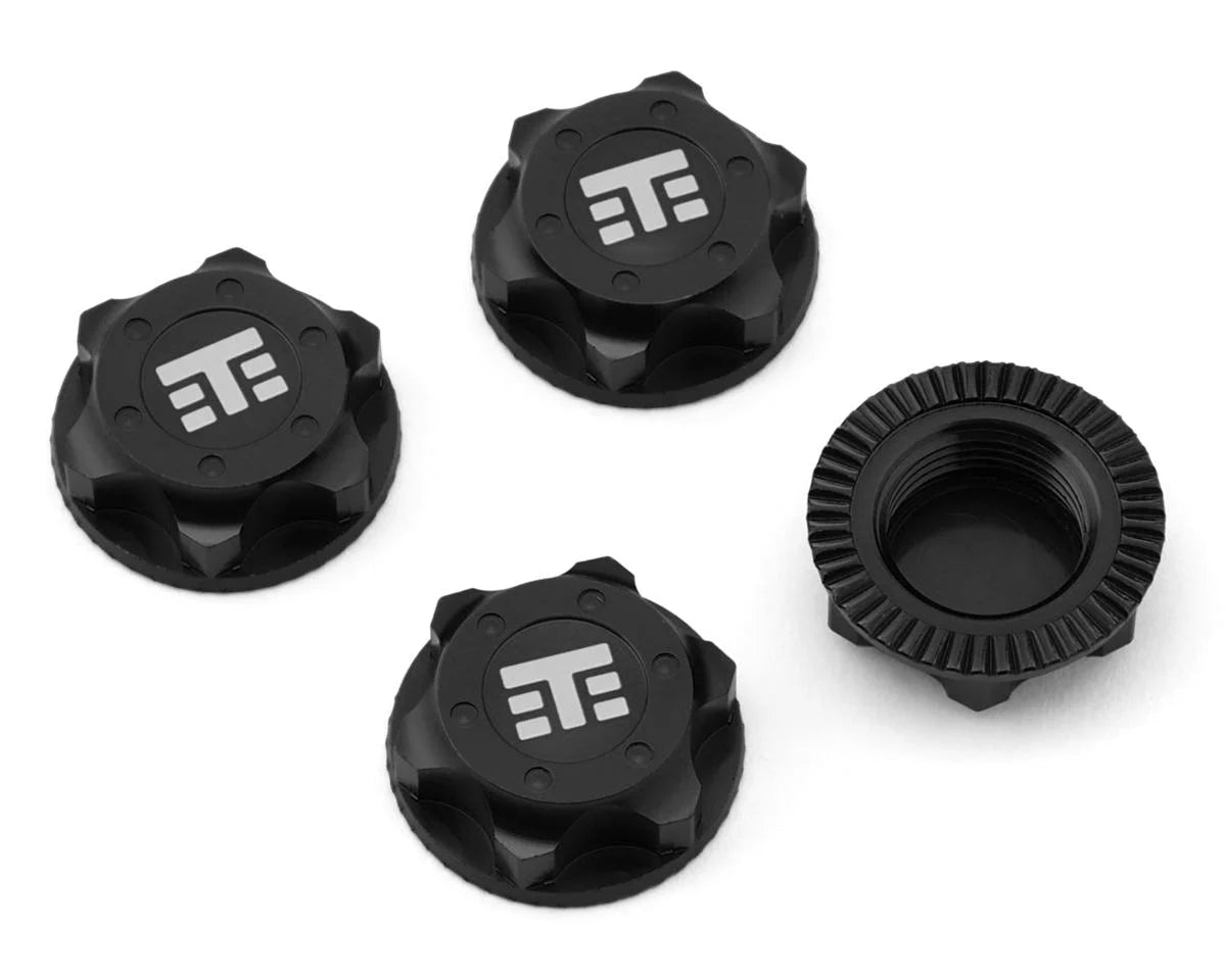 Tekno RC 17mm Aluminum "T Logo" Covered Serrated Wheel Nuts (Black) (4)