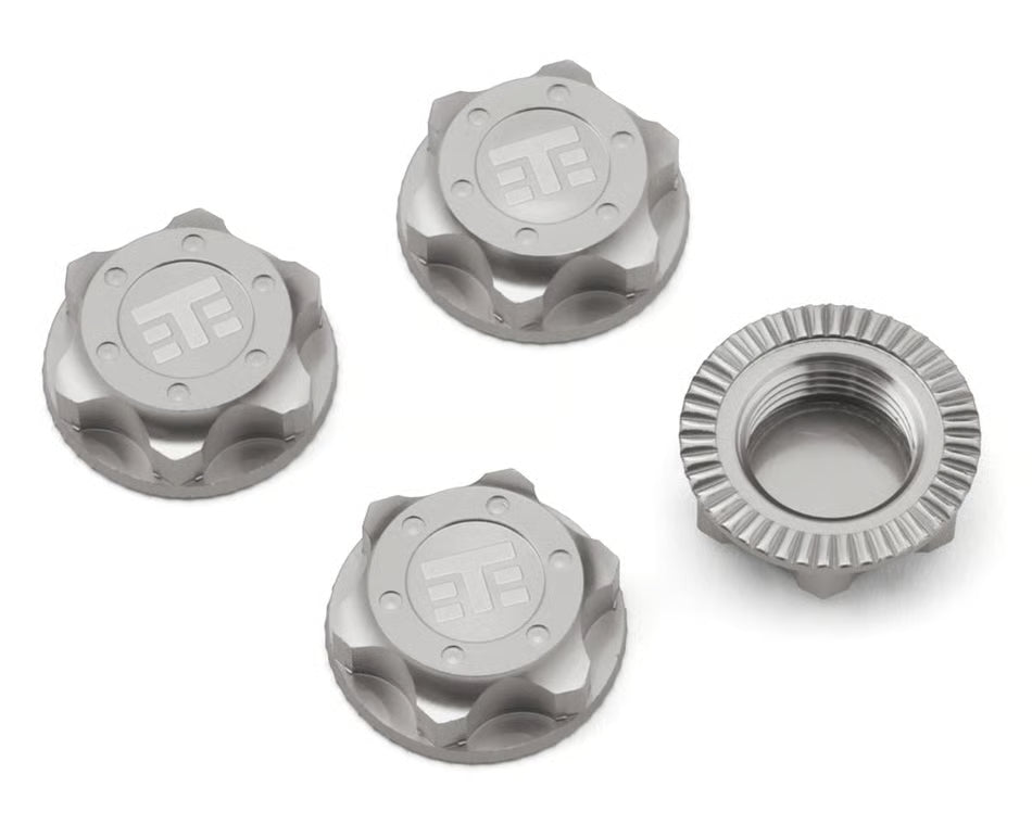 Tekno RC 17mm Aluminum "T Logo" Covered Serrated Wheel Nuts (Black) (4)