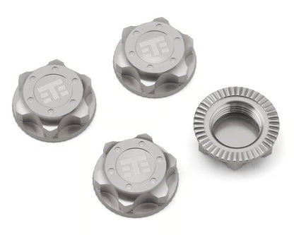 Tekno RC 17mm Aluminum "T Logo" Covered Serrated Wheel Nuts (Black) (4)