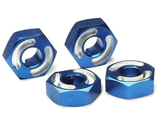 Aluminum Hex Wheel Hubs w/2.5x12mm Axle Pins (Blue) (2)