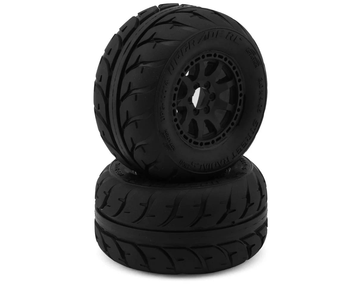 Street Radials 2.2" Pre-Mounted On-Road Tires for Traxxas® Mini Maxx® & Mini XRT® (2) w/12mm Narrow, 12mm Wide, & 14mm Hexes